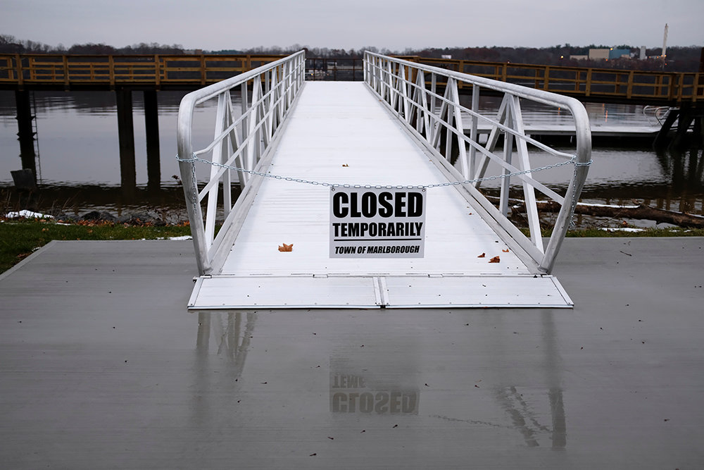 A temporarily closed sign was posted on the south pier at the Milton Landing Park recently until a number of outstanding  inspection issues have been resolved.